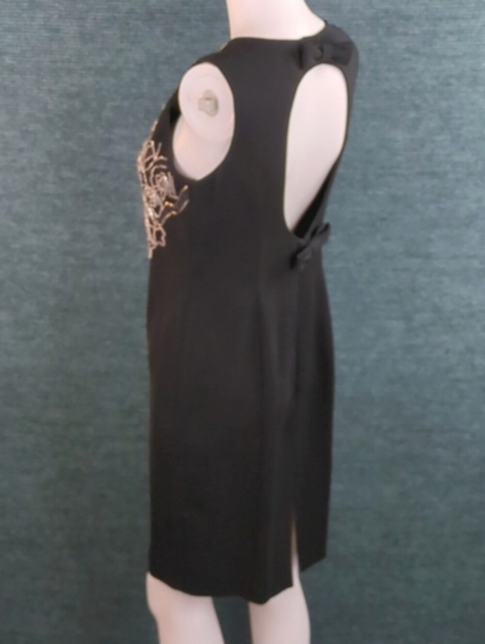 Vintage 90s Carole Little Petites Beaded Little Black Dress - Picture 8 of 16